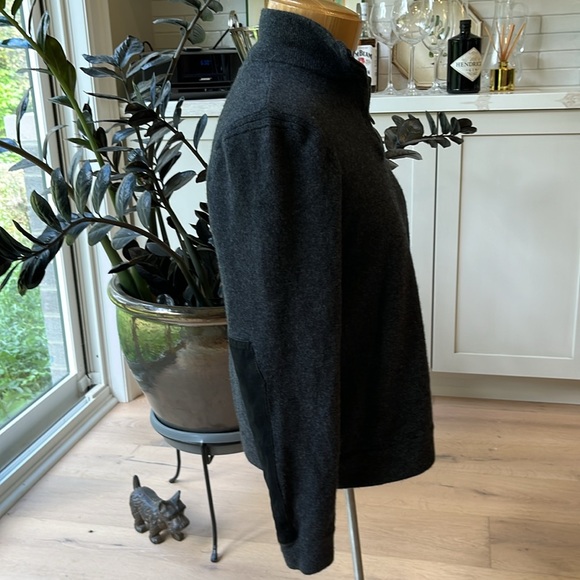 GUC Rag & Bone wool 1/4 zip sweater with lamb leather suede finish sleeve patch - Picture 3 of 10